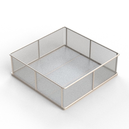 Anysizebasket Rectangular Wire Mesh Basket: 18Lx18Wx6H, 304 SS, 5/16 Rod Frame, No Handles, Mesh: 30 x .012 TMT-180180060-N30S